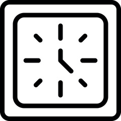 Poster - Simple line art icon of a clock face with hour and minute hands telling the time