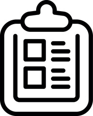 Poster - Simple black and white line art illustration of a clipboard with a checklist, symbolizing organization and productivity