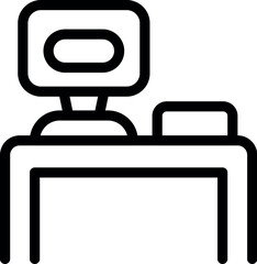Poster - Minimalist icon of a computer sitting on a desk displaying important data