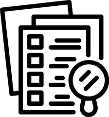 Poster - Magnifying glass is inspecting a document with checkboxes, symbolizing a thorough examination