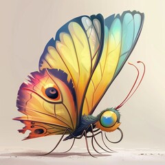 Wall Mural - artistic cartoon illustration of beautiful butterfly