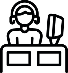 Poster - Call center operator working at computer with headset providing customer service