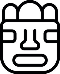 Sticker - Simple yet evocative line art illustration of a mayan mask, capturing the essence of ancient rituals and beliefs