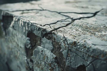 Poster - A detailed view of cracked concrete, suitable for architecture or construction projects