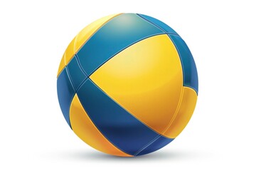 Poster - A close-up shot of a volleyball with bright colors against a clean white background, ideal for sports or fitness themed designs