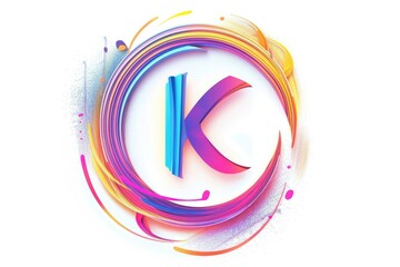 Poster - A close-up shot of a letter k surrounded by vibrant, swirling paint splatters