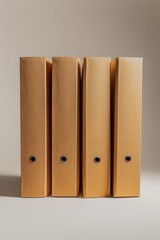 Poster - Three binders placed side by side on shelves, possibly containing documents or notes