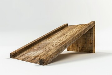 Poster - A simple wooden ramp on a clean white background