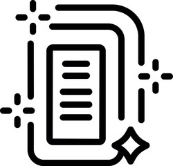 Poster - Line drawing of a document surrounded by sparkles and curved lines, representing search engine optimization