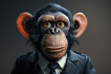Poster - A monkey dressed in a suit and tie, close-up shot