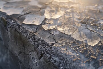 Poster - Close-up shot of a stone wall covered in ice, great for winter or cold-themed concepts