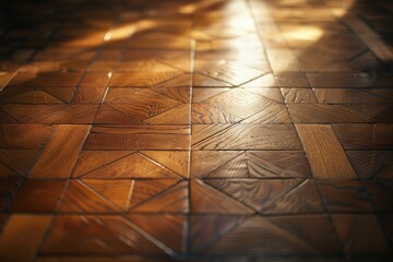 Aufkleber - A close-up view of a wooden floor in a room, suitable for use as a background or texture
