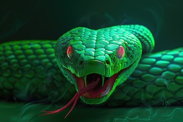 Poster - A close-up photo of a green snake's open mouth, great for use in science or nature-themed projects