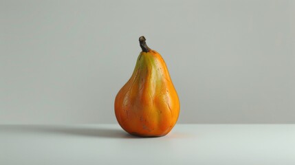 Poster - A single orange pear sitting on a white surface