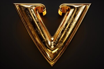 Aufkleber - A golden letter 'V' stands out against a dark black background, perfect for uses in design and graphics