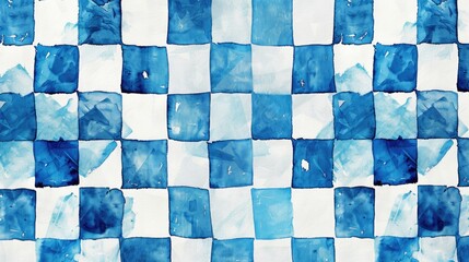 Poster - A blue and white checkered pattern is displayed