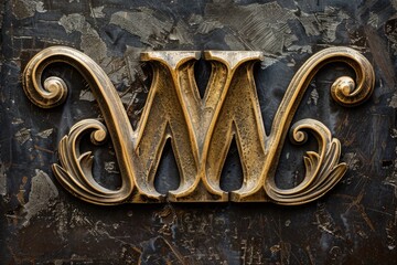 Poster - Close-up shot of a letter W made of metal, suitable for use in designs related to writing, education or industry