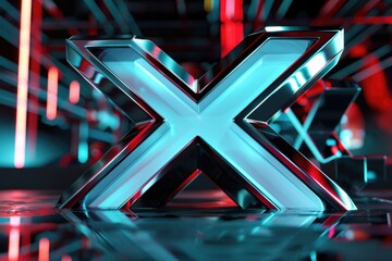 Aufkleber - A close-up shot of an illuminated 'X' symbol on a table, suitable for use in educational or presentation contexts
