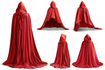 Wall Mural - A set of red cloaks on a white background