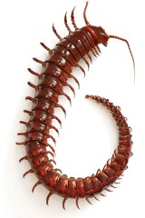 Poster - A giant centipede crawls on a white surface, its many legs and body visible