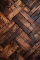 Poster - A close-up view of a wooden floor featuring a herringbone pattern