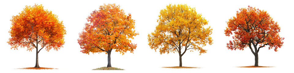 Vibrant autumn trees in full foliage seasonal nature scene transparent background