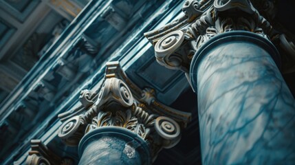 Poster - A close-up shot of a building with ornate columns