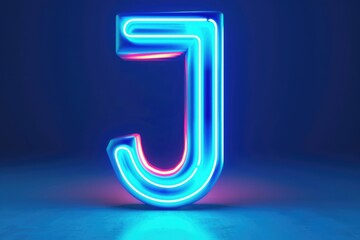 Wall Mural - A single letter 'j' illuminated by a combination of blue and red lights