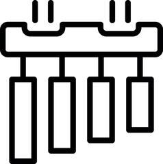Poster - Simple black line art icon logo element graphic of four hanging lamps hanging from a ceiling for interior design lighting store