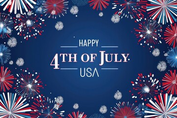 Wall Mural - red, white and blue fireworks background with text 