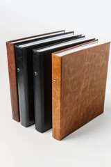 Poster - Three vintage leather-bound books stacked on top of each other, with ornate covers and gold accents