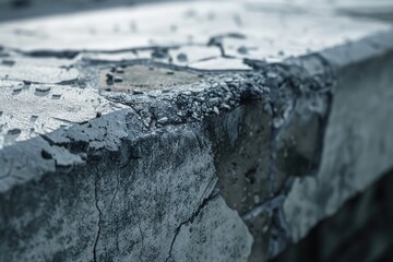 Sticker - A close-up shot of a worn-out concrete bench with peeling paint