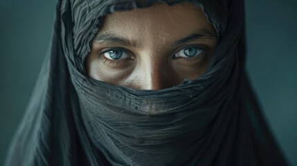 Aufkleber - A close-up shot of a person wearing a veil, ideal for use in scenes where identity is hidden or mysterious atmosphere is needed