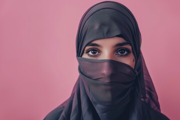 Fototapete - A woman wearing a veil that covers her face, suitable for use in various contexts where anonymity is desired