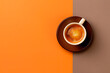 © ADDICTIVE STOCK - Espresso coffee in a cup on a dual-tone background. Generative AI image