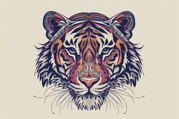 Poster - A close-up image of a tiger's face against a plain white background