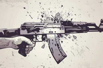 Poster - A person holds a gun with a bullet, ready for use