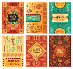 Poster - african posters. drawn geometric tribal symbols for placards design projects recent vector templates