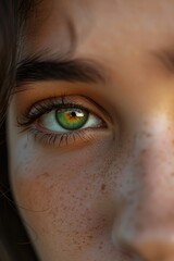 Canvas Print - A detailed shot of an individual's eye featuring freckles