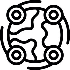 Poster - Planet earth icon is being surrounded by circles and lines, representing global connectivity