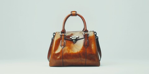 Poster - A brown handbag placed on a white surface