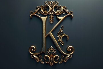 Poster - A single golden letter K against a dark black background