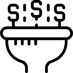 Poster - Line icon representing the concept of sales funnel attracting money