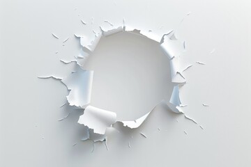 Aufkleber - A white paper with a circular hole in the center, suitable for use as a prop or decoration