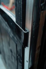 Poster - A detailed view of a door handle on a window, suitable for use in real estate, interior design, or architecture photography