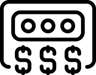 Canvas Print - Line art icon of an audio cassette tape generating money, concept of music streaming revenues