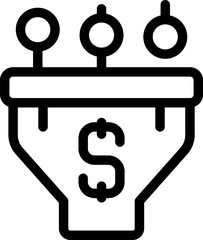 Poster - Sales funnel icon with three levels representing the different stages of the customer journey, leading to financial gain