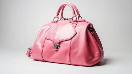 Poster - A small pink purse sits on top of a table, perfect for storing small items