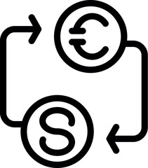Poster - Euro and dollar currency exchange with rotating arrows icon, editable stroke