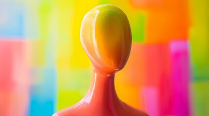 Canvas Print - A colorful abstract painting of a mannequin with bright colors, AI